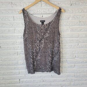 Maggie Barnes Womens Top 0X 14 16 Tank Black Tan Animal Print ANI74XE